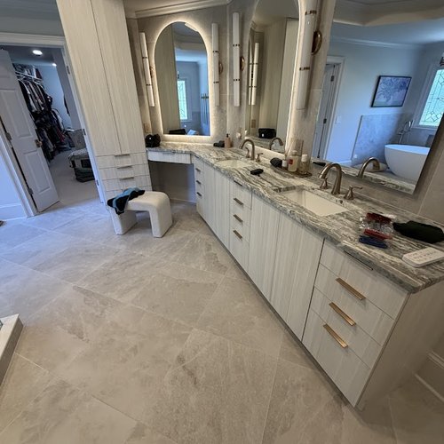 New bathroom vanity with double sinks installed in Alpharetta, GA
