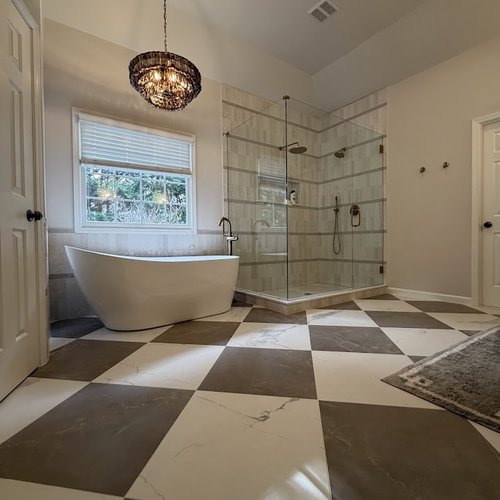 Stylish bathroom makeover by Bridgeport Carpets
