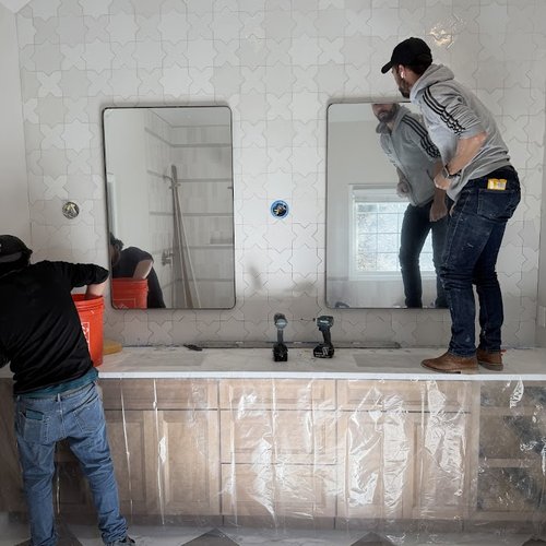 Bridgeport Carpets team working on new bathroom remodel