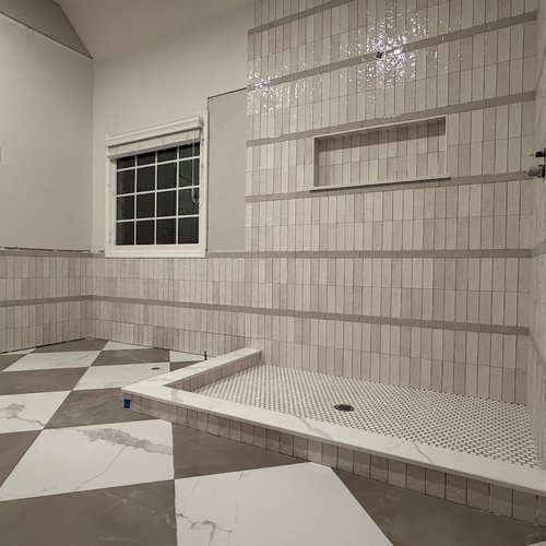 Glazed tile shower wall