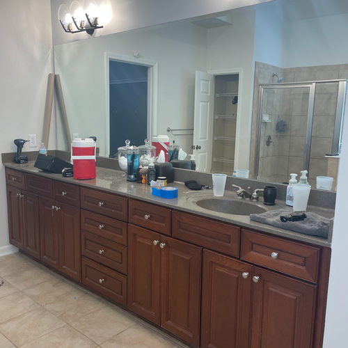 Outdated bathroom cabinets
