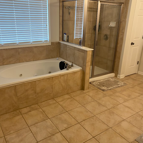 Gold tile flooring before remodel
