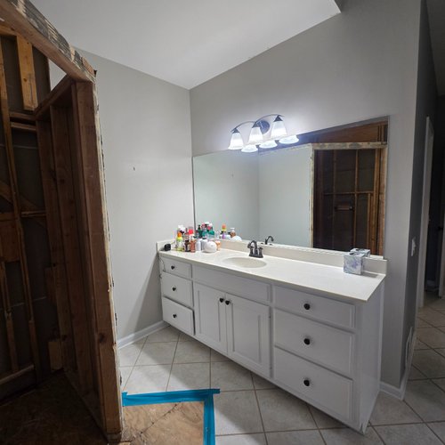 Bathroom with outdated countertops