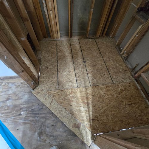 Master bathroom shower under construction