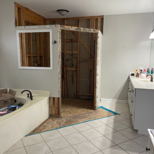 Bathroom under construction by Bridgeport Carpets