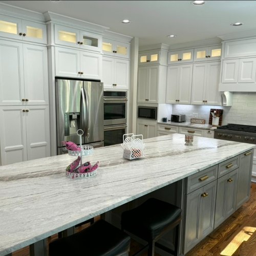 Kitchen with white and grey accents