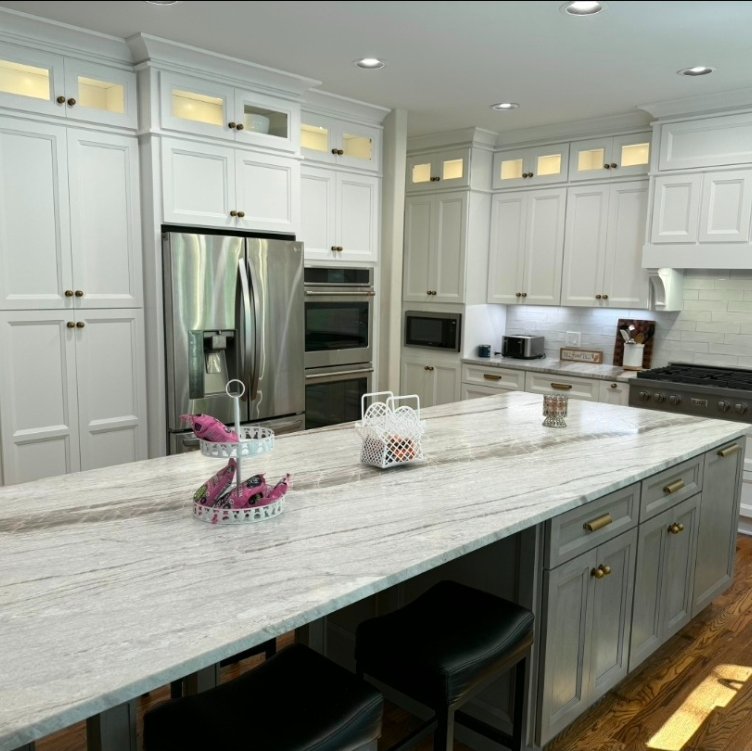 Kitchen with white and grey accents