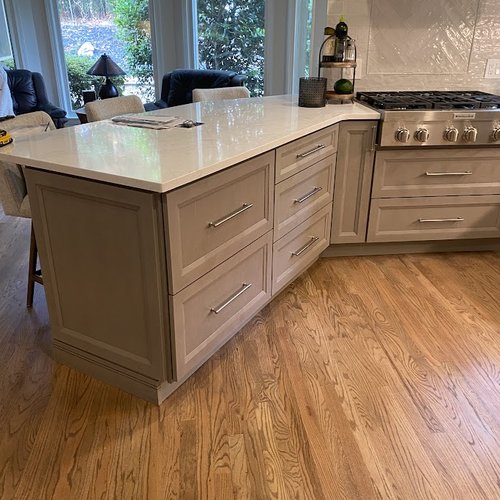New kitchen cabinets in a grey finish