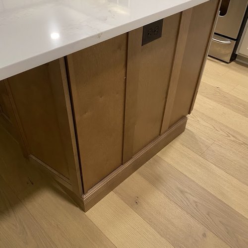 Kitchen island with white countertops