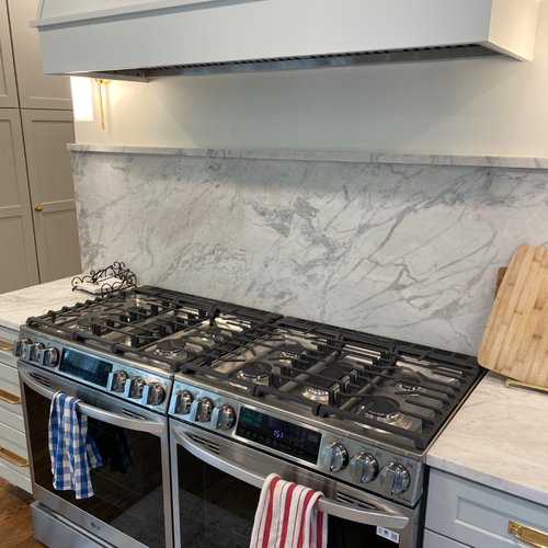 Marble kitchen backsplash by Bridgeport in Alpharetta