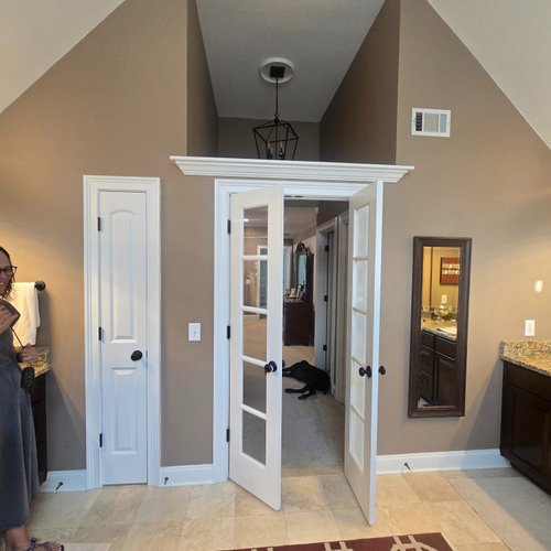 French doors in an old bathroom