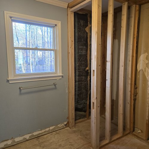 Alpharetta, GA bathroom under construction by Bridgeport Carpets & Flooring