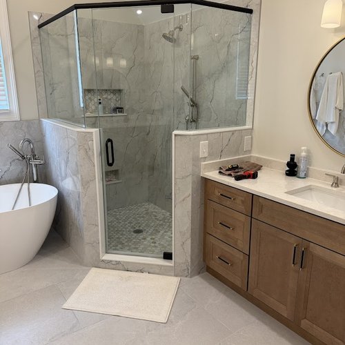Black and grey shower