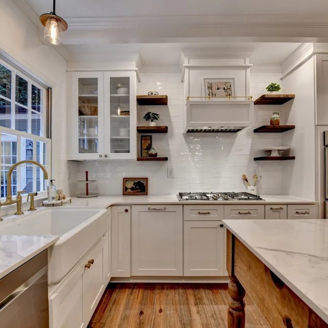 Marble countertops in a stylish kitchen by Bridgeport