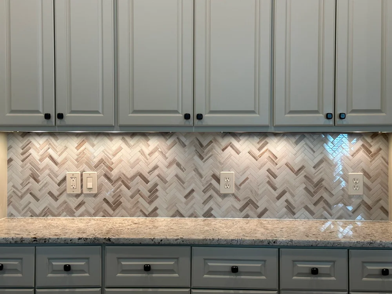 New kitchen tile backsplash and cabinet remodel by Bridgeport Carpets