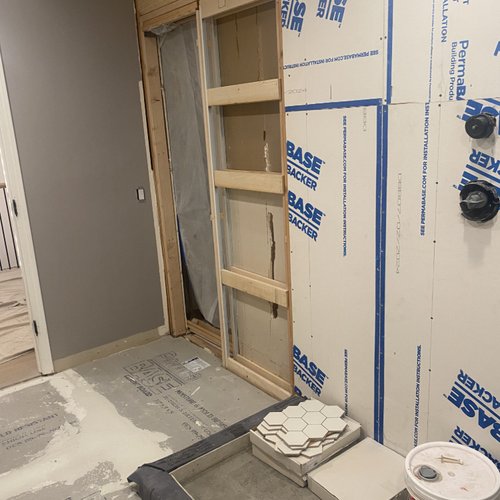 During Bathroom Renovation by Bridgeport Carpets