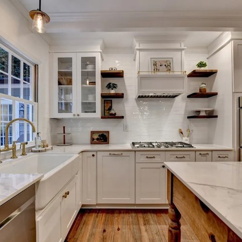 Marble countertops in a stylish kitchen by Bridgeport