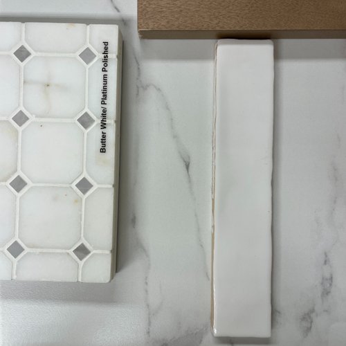Tile samples for bathroom design