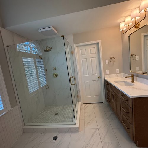 Updated bathroom project by Bridgeport Carpets & Flooring