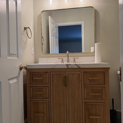 New bathroom storage solutions in Alpharetta, GA by Bridgeport Carpets & Flooring