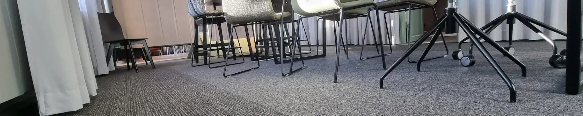 Commercial office with patterned carpet tile flooring